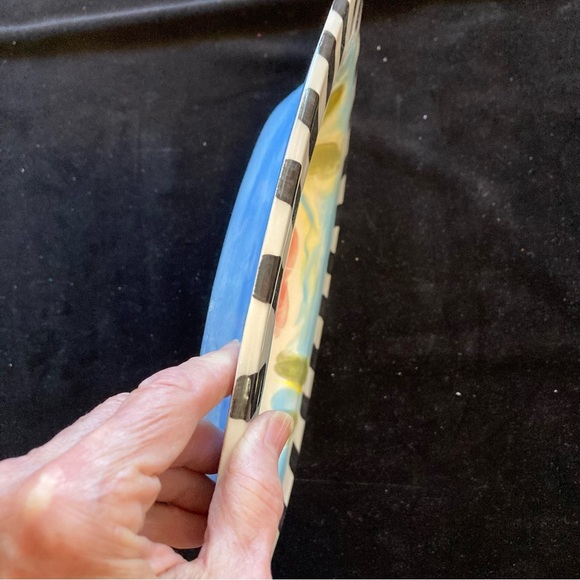 Handmade Ceramic Oval Serving Tray “Pink Flower 12”x8”x2”Original Design - Picture 9 of 9